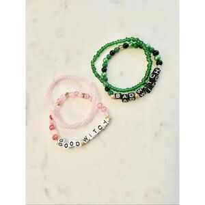 Wicked Good Witch & Bad Witch Matching Beaded Bracelet Set